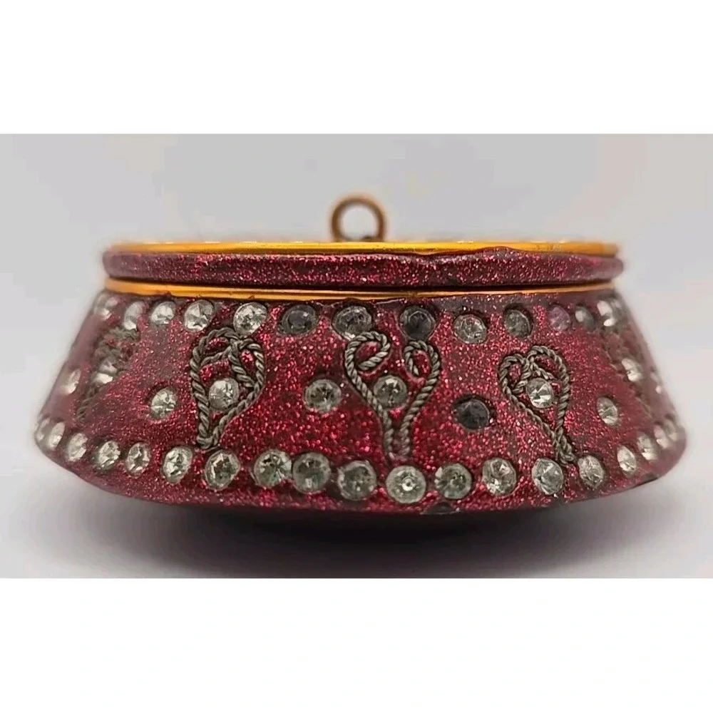 TRADITIONAL Bollywood‎ Style Rhinestone Enamel Wire Trinket Box India Design ~3